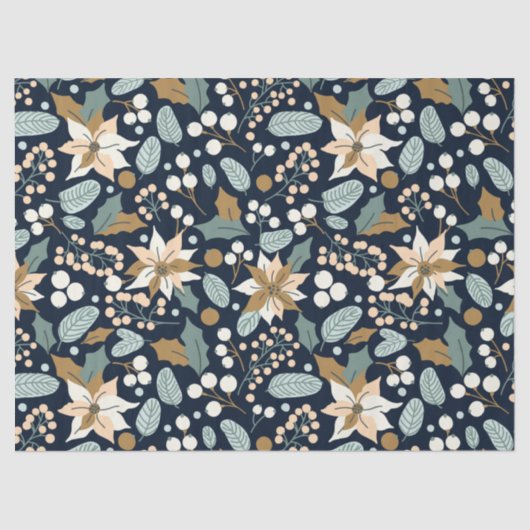 Poinsettia Schwarzer Hintergrund Winterurlaub Wrap Seidenpapier (Vorderseite)