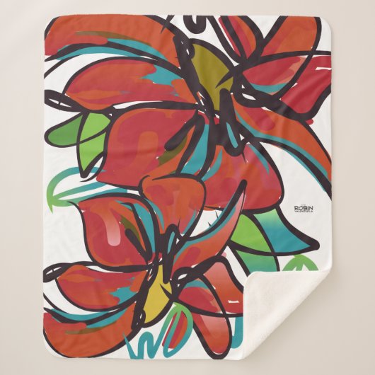 Poinsettia Sherpa Blanken Mittel Sherpadecke (Vorderseite)