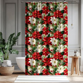 Poinsettia Shower Curtain Timeless Holiday Charm Duschvorhang