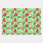 Poinsettia Spruce Branches Cones Robin Kardinals Geschenkpapier Set (Vorderseite)