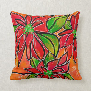 Poinsettia Square Pillow Kissen
