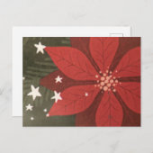Poinsettia & Stars Feiertagspostkarte (Vorne/Hinten)