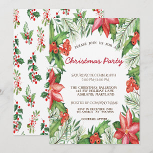Poinsettia, Stechpalmen-Weihnachtsfeier Einladung