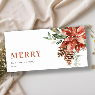 Poinsettia-Strauß Aquarell Kiefer Frohe Weihnachte Feiertagskarte