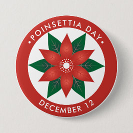 Poinsettia-Tag, rote Blume Button