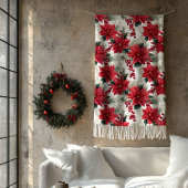 Poinsettia Throw Blanket Classic Yuletide Style Fleecedecke