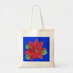 Poinsettia Tote Bag, blauer Hintergrund Tragetasche