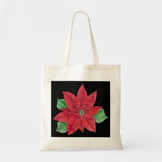 Poinsettia Tote Bag - Schwarz Tragetasche (Vorne)
