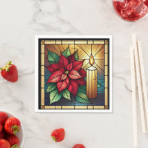 Poinsettia und Candle-verklebte Glass-Decoupage