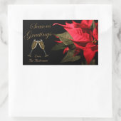 Poinsettia und Champagne Elegante Personalisiert Rechteckiger Aufkleber (Tasche)