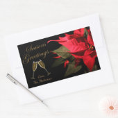 Poinsettia und Champagne Elegante Personalisiert Rechteckiger Aufkleber (Umschlag)