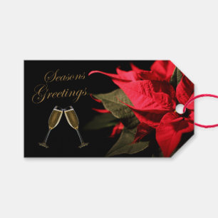 Poinsettia und Champagner Geschenkanhänger