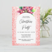 Poinsettia und das WeihnachtsParty des Roten Glitz Einladung (Stehend Vorderseite)