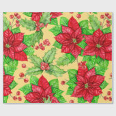 Poinsettia und Heiligbeere Geschenkpapier (Flach)