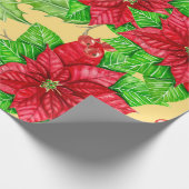 Poinsettia und Heiligbeere Geschenkpapier (Ecke)