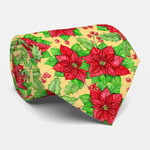 Poinsettia und Heiligbeere Krawatte