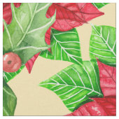 Poinsettia und Heiligbeere Stoff (Nahaufnahme)