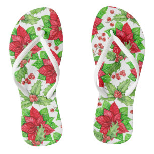 Poinsettia und Heilige Beere Weihnachten Badesandalen