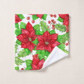 Poinsettia und Heilige Beere Weihnachten Badhandtuch Set (Waschlappen)