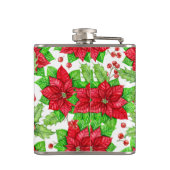 Poinsettia und Heilige Beere Weihnachten Flachmann (Rückseite)