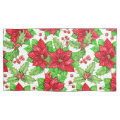 Poinsettia und Heilige Beere Weihnachten Kissenbezug (Vorderseite-Links)