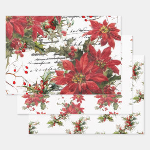 Poinsettia und Heilige Geschenkpapier Set