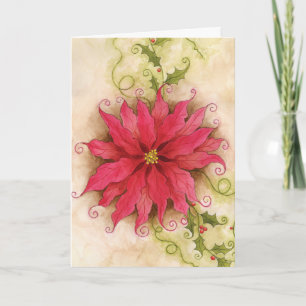 Poinsettia und Holly Card Feiertagskarte