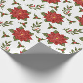 Poinsettia und Holly Christmas Gift Wrap Geschenkpapier (Ecke)