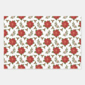 Poinsettia und Holly Christmas Gift Wrap Geschenkpapier Set (Vorderseite 3)