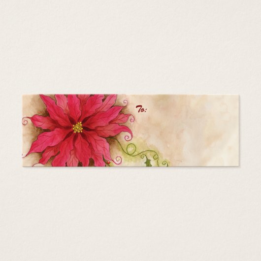 Poinsettia und Holly-Geschenkmarke (Vorderseite)