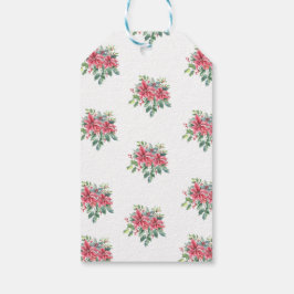 Poinsettia und Holly Watercolor Holiday Geschenkanhänger
