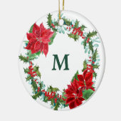 Poinsettia und Holly Wreath Weihnachten Keramik Ornament (Links)