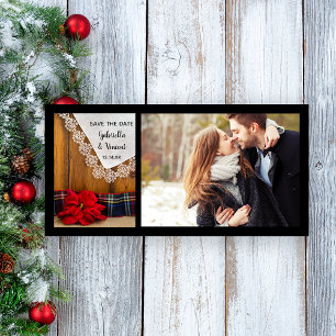 Poinsettia und Karierte Winterhochzeit Save the Da Date