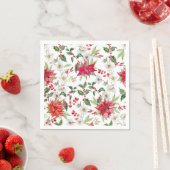 Poinsettia und Paperwhite Weihnachtsblumenmuster Serviette (Beispiel)