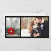 Poinsettia und Pearls Winterhochzeit Save the Date (Vorderseite)
