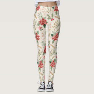 Poinsettia- und Stechpalmenmuster – Klassisches We Leggings