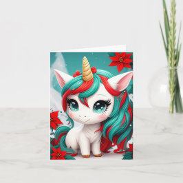 Poinsettia Unicorn Karte