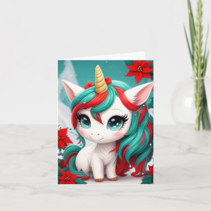 Poinsettia Unicorn Karte