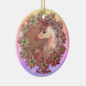 Poinsettia Unicorn Keramik Ornament (Rechts)