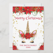 Poinsettia Unicorn mit Red Christmas Card Einladung (Vorderseite)