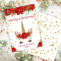 Poinsettia Unicorn mit Red Christmas Card