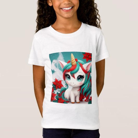 Poinsettia Unicorn T-Shirt (Vorderseite)