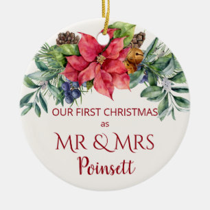 Poinsettia, unser 1. Weihnachten als Mr. & Mrs. Fo Keramik Ornament