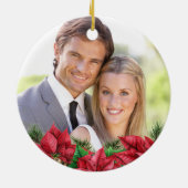 Poinsettia, Unser Verlobtes Foto zu Weihnachten Keramik Ornament (Hinten)