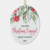 Poinsettia, Unser Verlobtes Foto zu Weihnachten Keramik Ornament (Rechts)