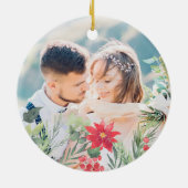 Poinsettia, Unser Verlobtes Foto zu Weihnachten Keramik Ornament (Hinten)