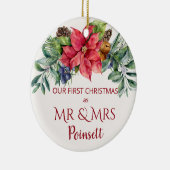Poinsettia, Unsere 1. Weihnachtszeit als Mr. & Mrs Keramik Ornament (Rechts)