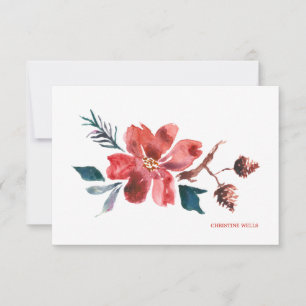 Poinsettia Wasserfarbennotecard Dankeskarte