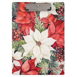 Poinsettia Watercolor Klemmbrett