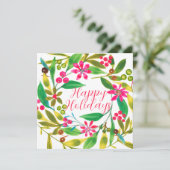 Poinsettia Watercolor Wreath Karte (Stehend Vorderseite)